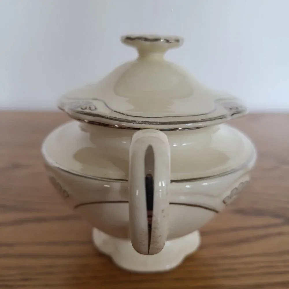 Vintage Homer Laughlin Marigold Production Small Sugar Bowl With Lid Circa 1930s